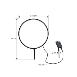 Lindby LED grondspies lamp Syrene, 45 cm, zwart, aluminium