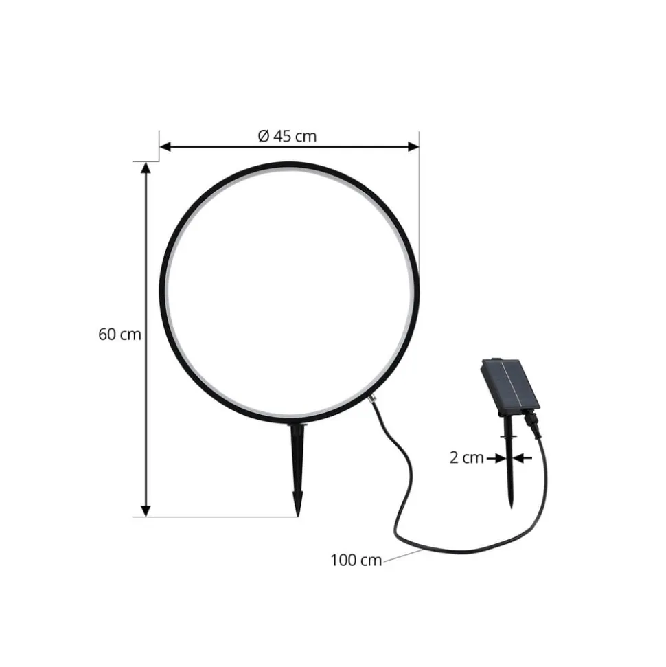 Lindby LED grondspies lamp Syrene, 45 cm, zwart, aluminium
