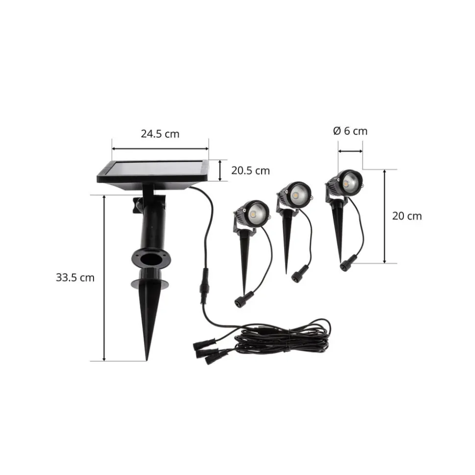 Lindby LED grondspies lamp Malida, set van 3, zwart