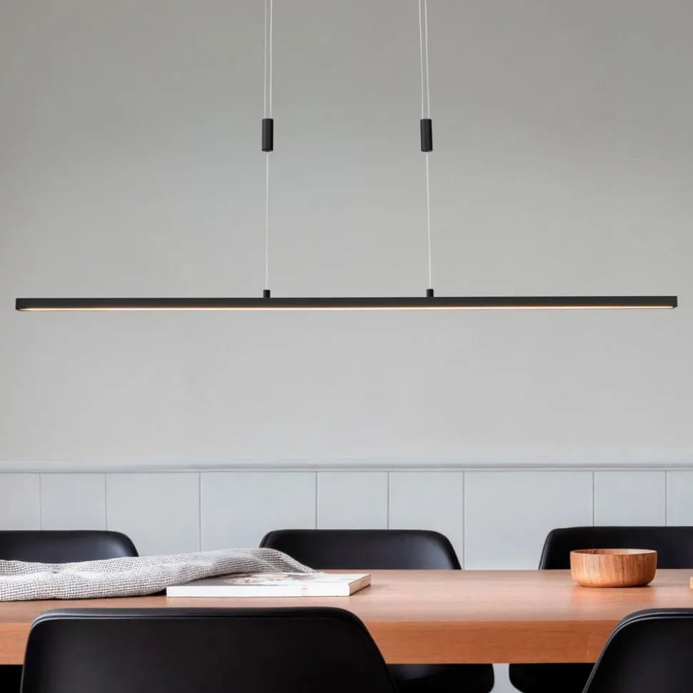 Lindby LED hanglamp Arneja, zwart, CCT, in hoogte verstelbaar