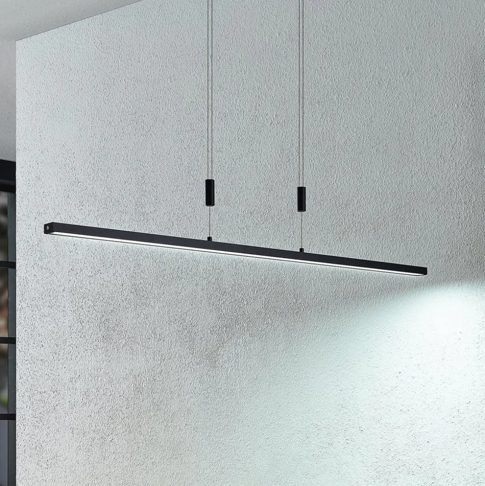 Lindby LED hanglamp Arneja, zwart, CCT, in hoogte verstelbaar