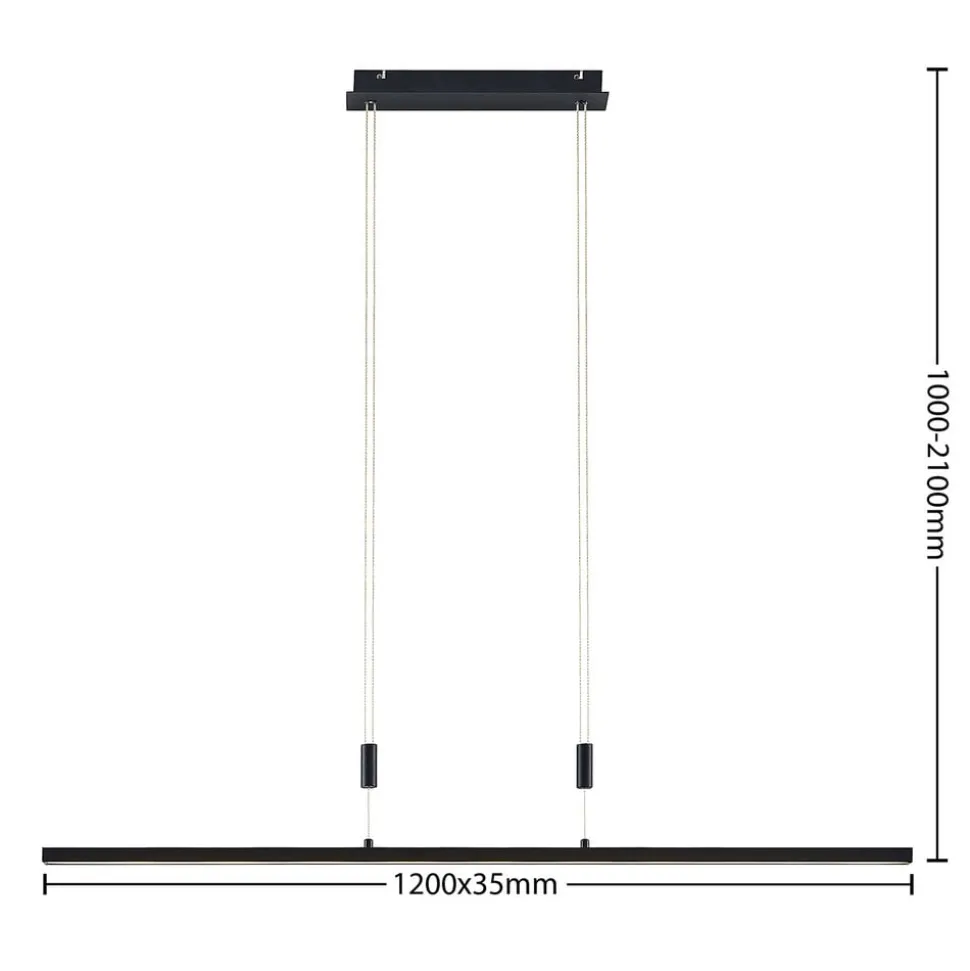 Lindby LED hanglamp Arneja, zwart, CCT, in hoogte verstelbaar