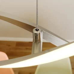 Lindby LED hanglamp Auron, nikkelkleurig, metaal, dimbaar