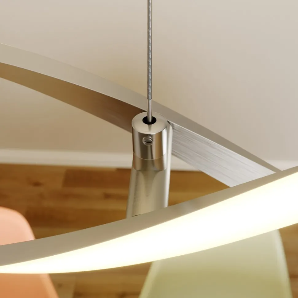 Lindby LED hanglamp Auron, nikkelkleurig, metaal, dimbaar