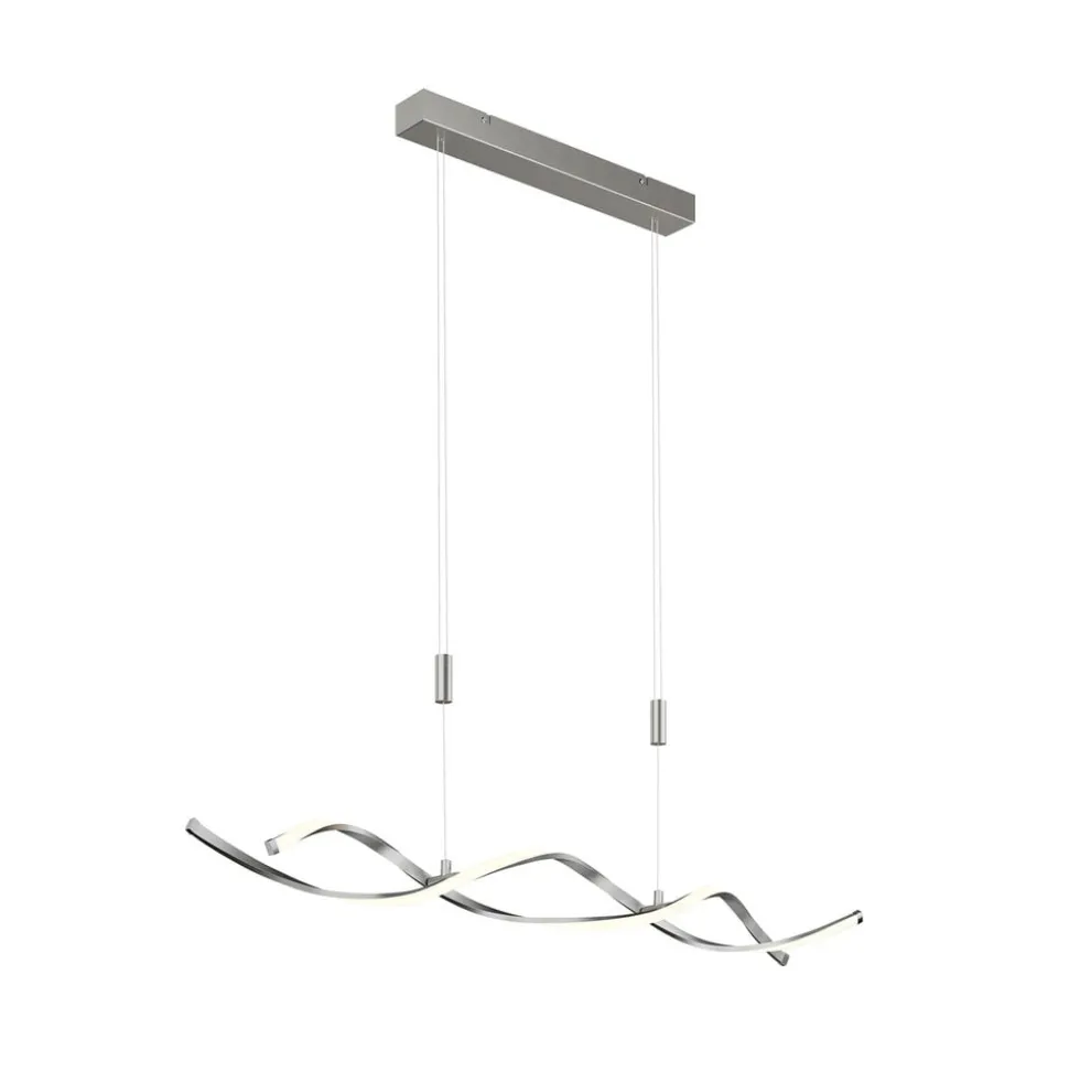 Lindby LED hanglamp Auron, nikkelkleurig, metaal, dimbaar