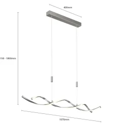 Lindby LED hanglamp Auron, nikkelkleurig, metaal, dimbaar