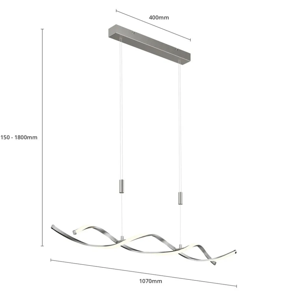 Lindby LED hanglamp Auron, nikkelkleurig, metaal, dimbaar
