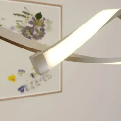 Lindby LED hanglamp Auron, nikkelkleurig, metaal, dimbaar