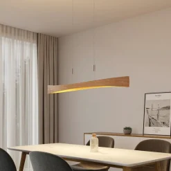 Lindby LED hanglamp Beazina, eiken, metaal, 118cm