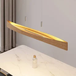 Lindby LED hanglamp Beazina, eiken, metaal, 118cm