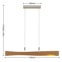 Lindby LED hanglamp Beazina, eiken, metaal, 118cm