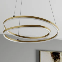 Lindby LED hanglamp Davian, messingkleurig, 49 cm, dimbaar