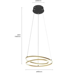Lindby LED hanglamp Davian, messingkleurig, 49 cm, dimbaar