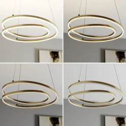 Lindby LED hanglamp Davian, messingkleurig, 49 cm, dimbaar