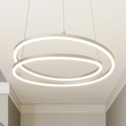 Lindby LED hanglamp Davian, nikkelkleurig, Ø 49 cm, dimbaar