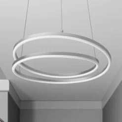 Lindby LED hanglamp Davian, nikkelkleurig, Ø 49 cm, dimbaar