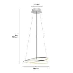 Lindby LED hanglamp Davian, nikkelkleurig, Ø 49 cm, dimbaar