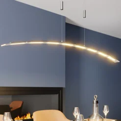 Lindby LED hanglamp Manon, in hoogte verstelbaar, grijs, metaal