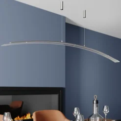 Lindby LED hanglamp Manon, in hoogte verstelbaar, grijs, metaal