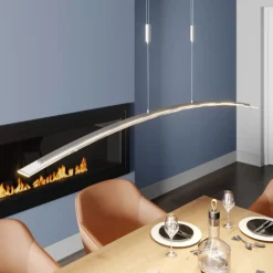 Lindby LED hanglamp Manon, in hoogte verstelbaar, grijs, metaal