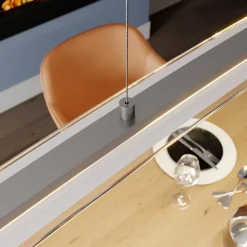 Lindby LED hanglamp Manon, in hoogte verstelbaar, grijs, metaal