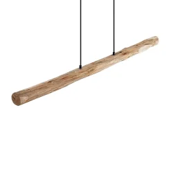 Lindby LED hanglamp Nekala, zwart, hout, lengte 120cm