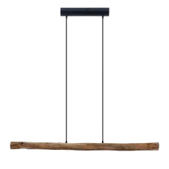 Lindby LED hanglamp Nekala, zwart, hout, lengte 120cm