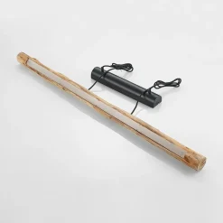 Lindby LED hanglamp Nekala, zwart, hout, lengte 120cm