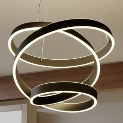 Lindby LED hanglamp Olada, zwart, metaal, Ø 51cm