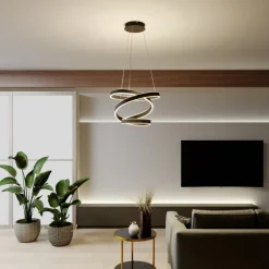 Lindby LED hanglamp Olada, zwart, metaal, Ø 51cm