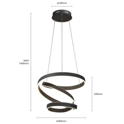 Lindby LED hanglamp Olada, zwart, metaal, Ø 51cm