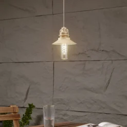 Lindby LED hanglamp Raul, beige, aluminium, Ø 15cm