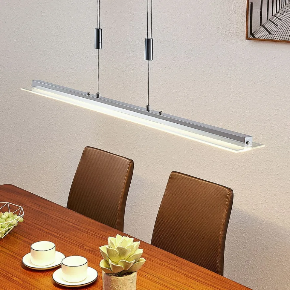 Lindby LED hanglamp Sladja, chroom, glas, touchdimmer