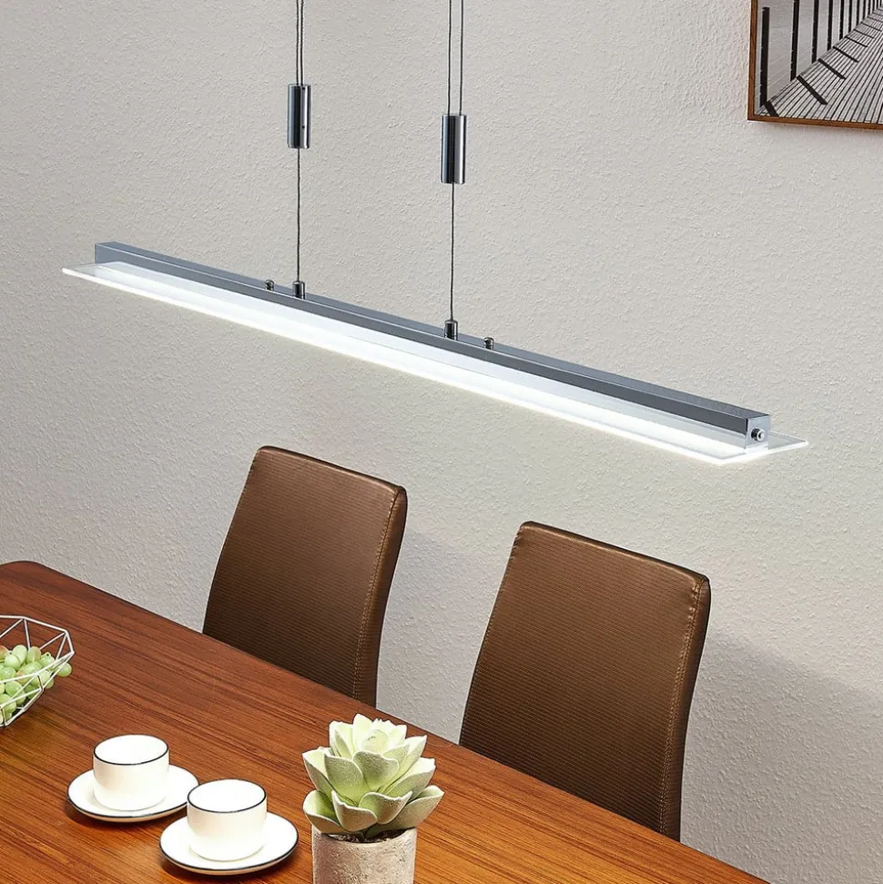 Lindby LED hanglamp Sladja, chroom, glas, touchdimmer