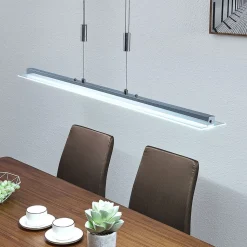 Lindby LED hanglamp Sladja, chroom, glas, touchdimmer