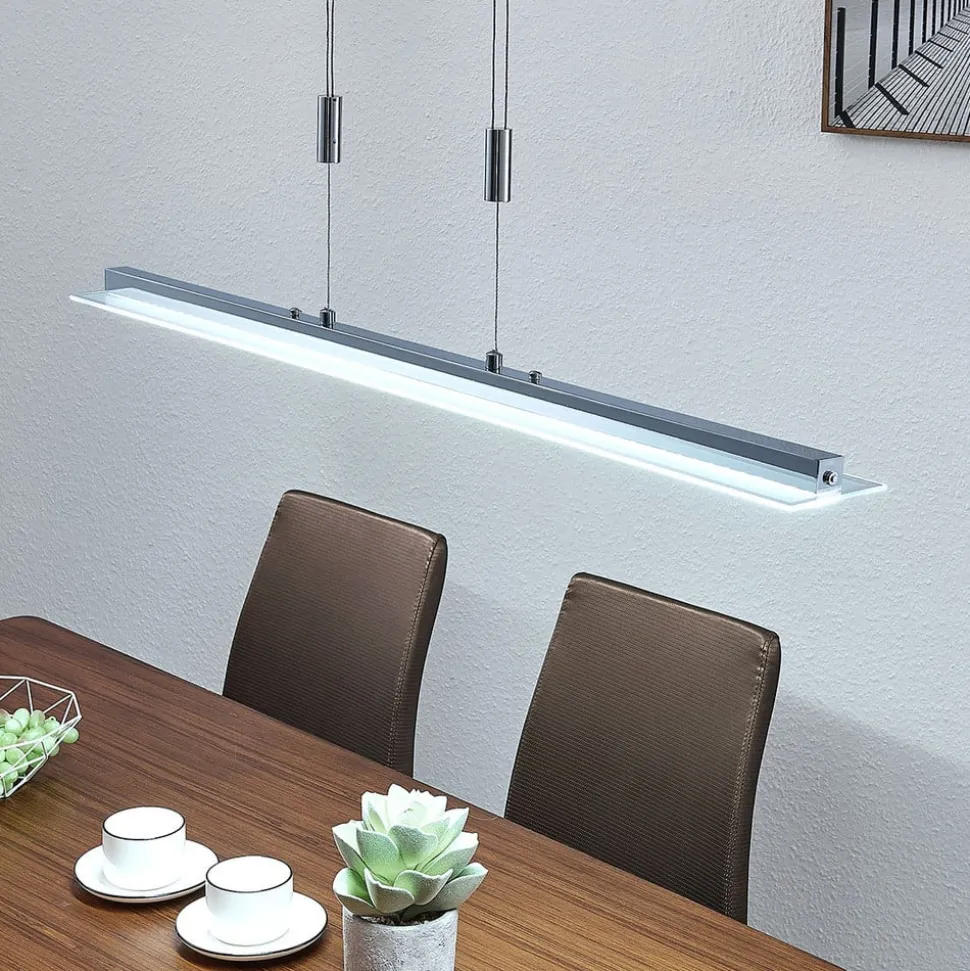 Lindby LED hanglamp Sladja, chroom, glas, touchdimmer