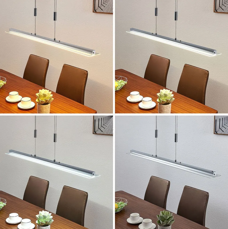 Lindby LED hanglamp Sladja, chroom, glas, touchdimmer