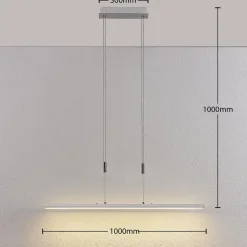 Lindby LED hanglamp Sladja, chroom, glas, touchdimmer
