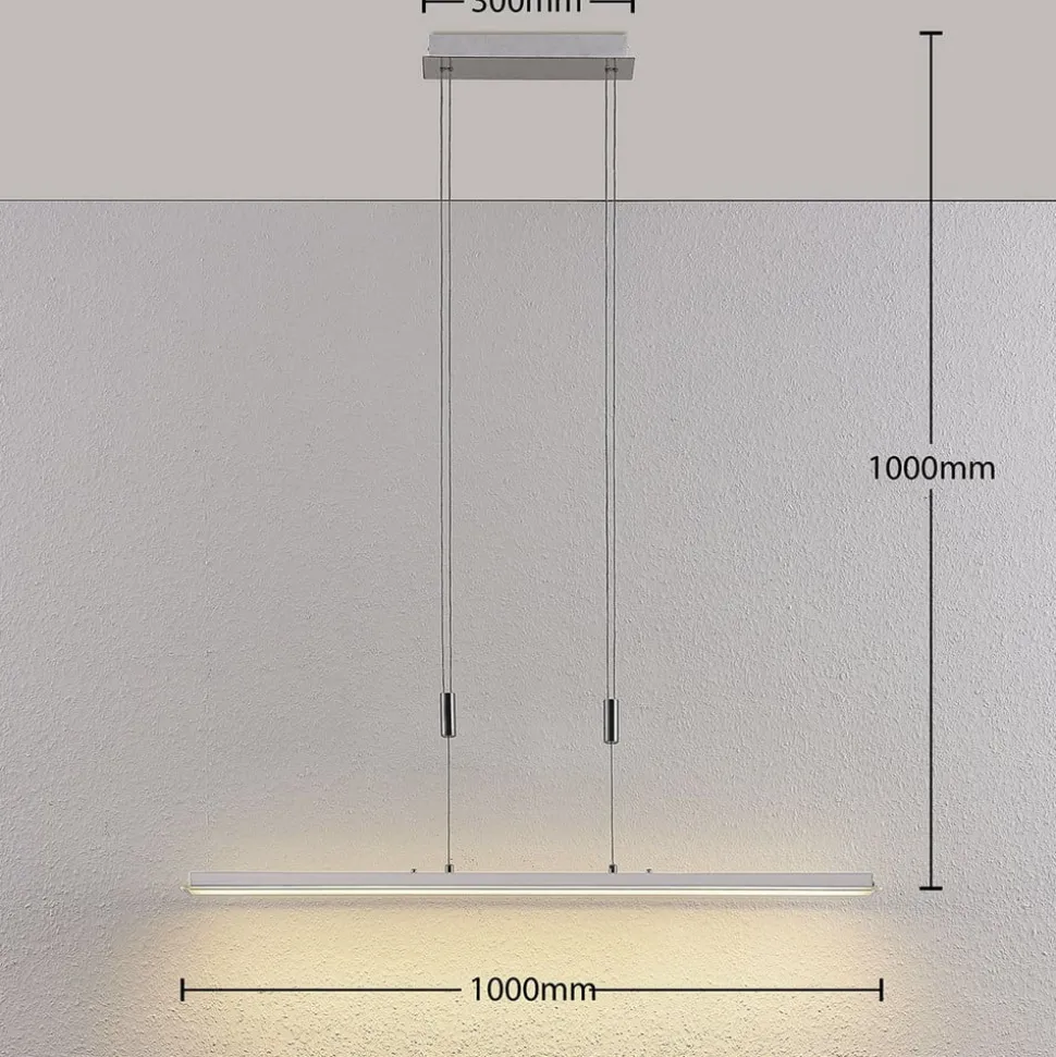Lindby LED hanglamp Sladja, chroom, glas, touchdimmer