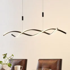 Lindby LED hanglamp Welina, zwart, ijzer, verstelbaar