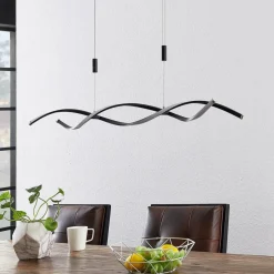 Lindby LED hanglamp Welina, zwart, ijzer, verstelbaar