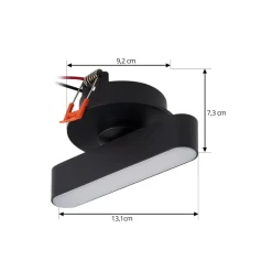 Lindby LED inbouwlamp Eldrin, zwart, lichtstrip,13,1cm