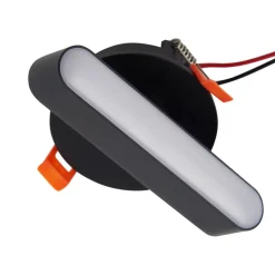 Lindby LED inbouwlamp Eldrin, zwart, lichtstrip,13,1cm