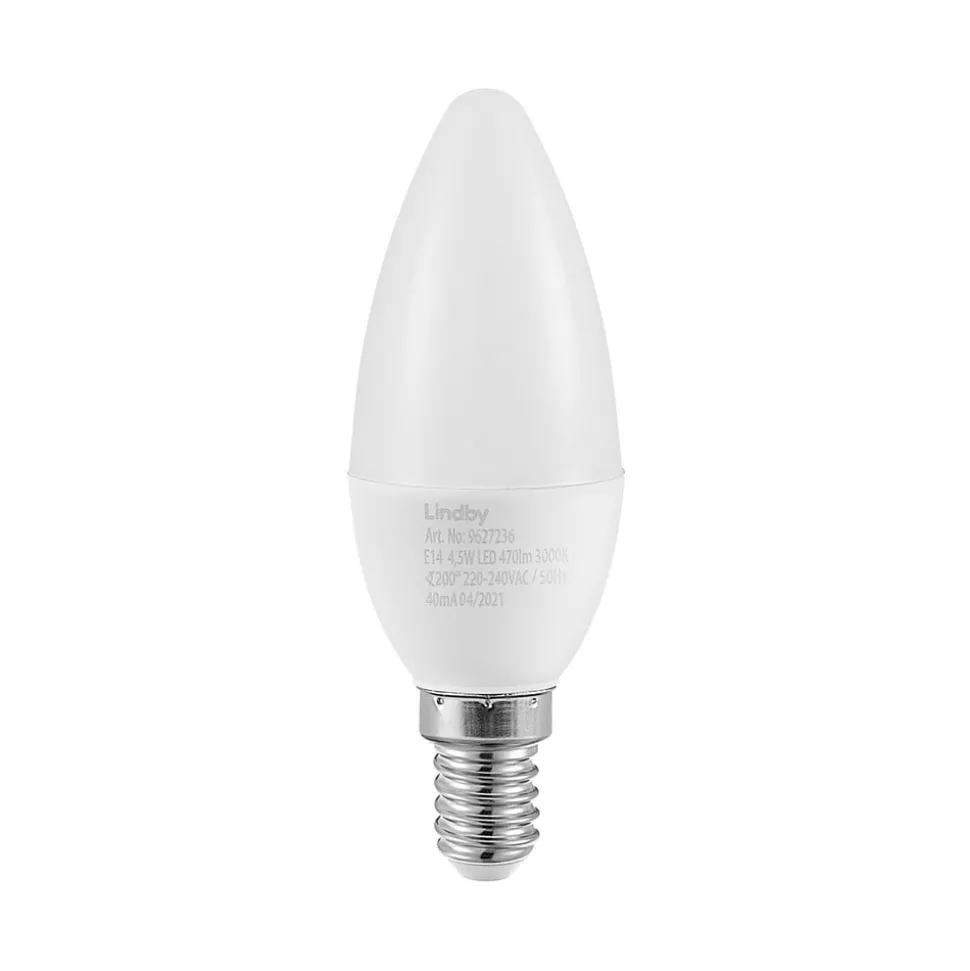 Lindby LED kaarslamp, E14, C35, 4,5W, opaal, 3000K, set van 3