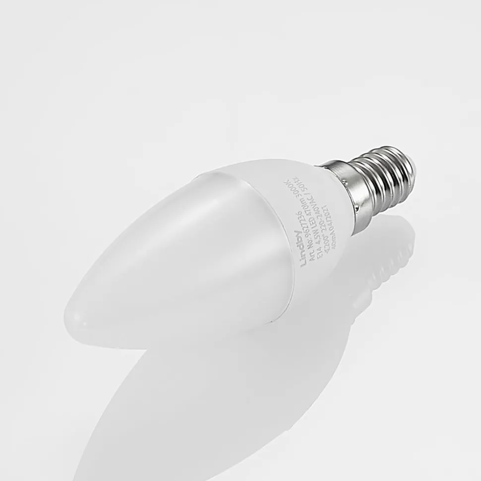 Lindby LED kaarslamp, E14, C35, 4,5W, opaal, 3000K, set van 2