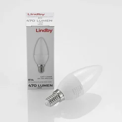 Lindby LED kaarslamp, E14, C35, 4,5W, opaal, 3000K, set van 2