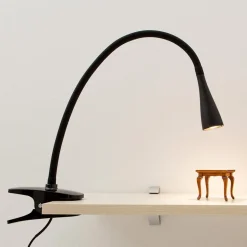 Lindby LED klemlamp Baris, hoogte 44 cm, zwart, 3000K