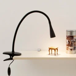 Lindby LED klemlamp Baris, hoogte 44 cm, zwart, 3000K