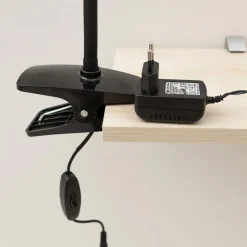 Lindby LED klemlamp Baris, hoogte 44 cm, zwart, 3000K