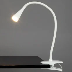 Lindby LED klemlamp Baris, wit, hoogte 44 cm, 3000K